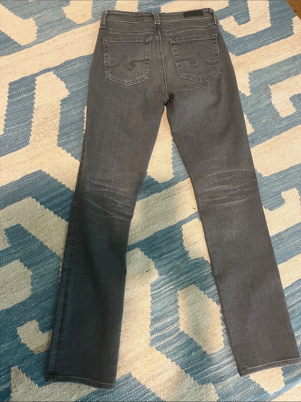 Ag Adriano Goldschmied Grey Mari High Rise Slim Straight Denim Jeans - Picture 5 of 7
